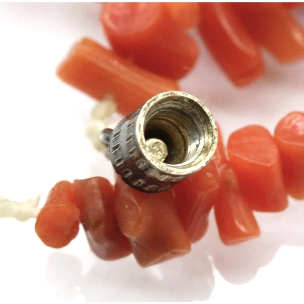 VINTAGE 925 sterling SALMON angel skin branch coral necklace 25 1/2" - Picture 4 of 7